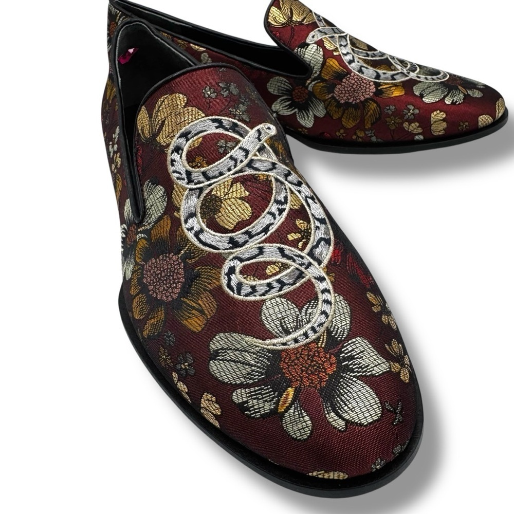 Johnny Was Jacquard Floral Embroidered Snake Loafers, Lunar New Year, Size 7